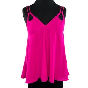 Susana Monaco Hot Pink Strappy Cutout V-Neck Flowy Camisole Tank Top Blouse 6